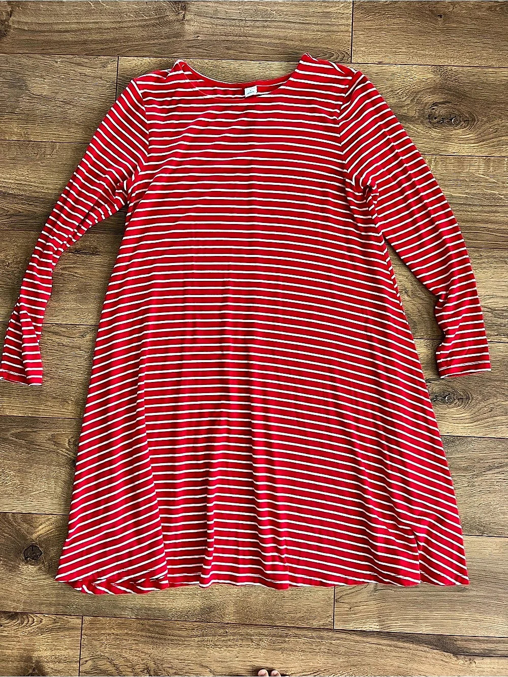 Old Navy Jersey Swing Dress for Women Striped Midi Dress in Red & White Size M